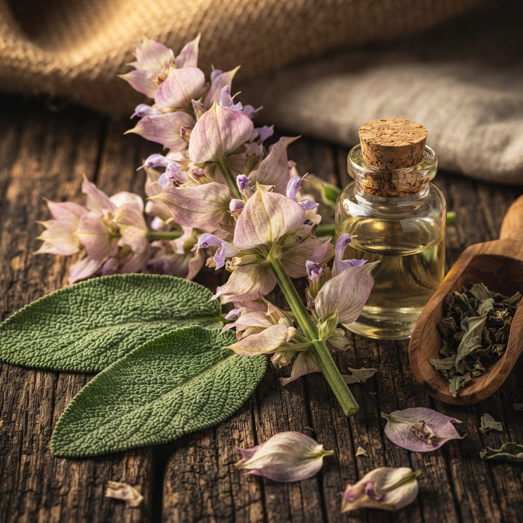 Clary_sage_on_wooden_surface_2